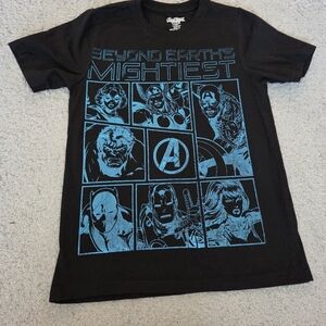 Marvel Black T-Shirt with Blue Graphic Kids School Size 8/10